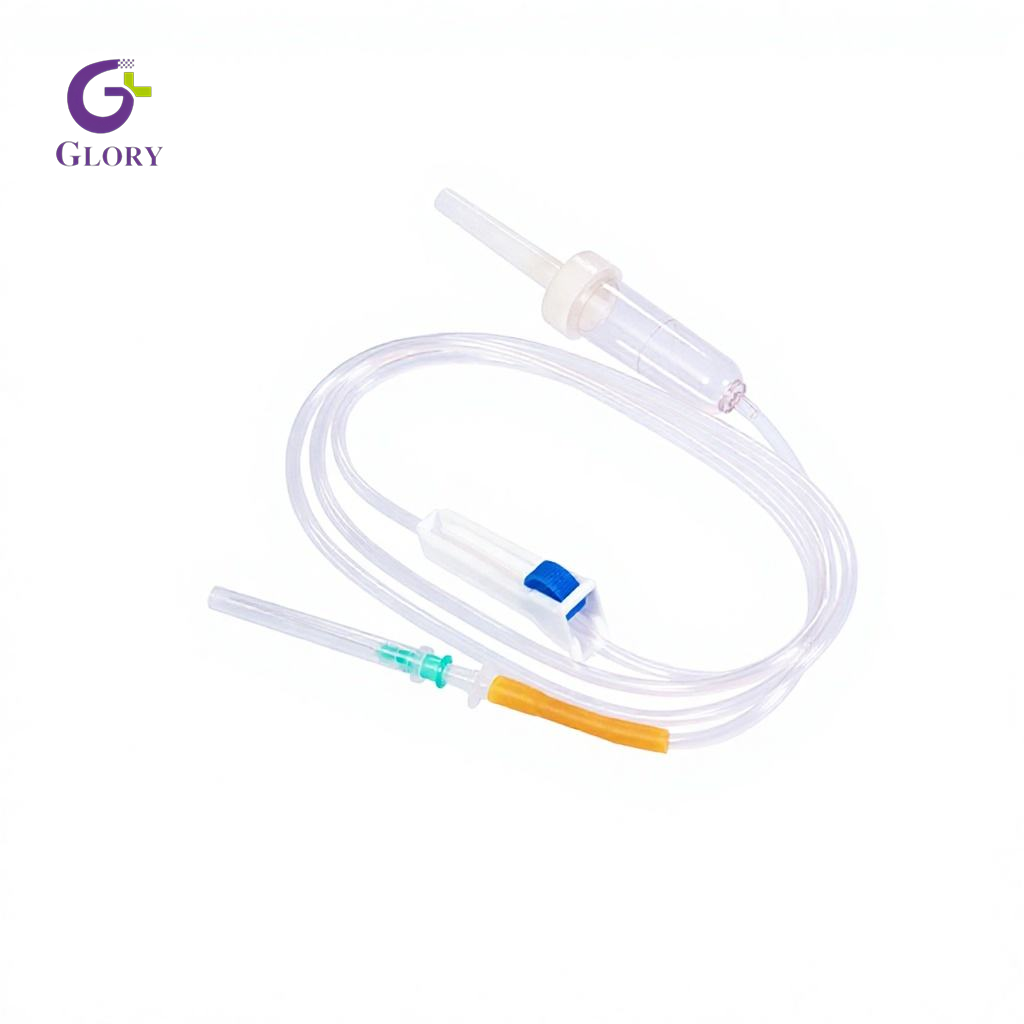 Sterile Disposable Infusion Set, Medical IV Infusion Set with Flow Regulator & 0.2μm Precision Filter for Hospital Clinical Use